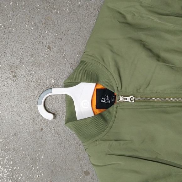 NEW! Girls' Cropped Bomber Jacket, Olive Green - art class - Picture 3 of 13